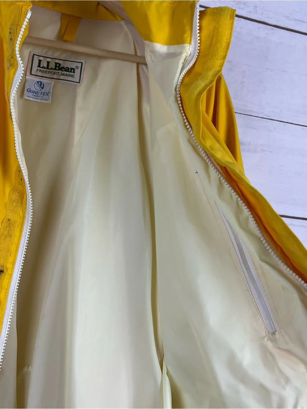 Vintage LL Bean Jacket Mens Extra Large XL Yellow Raincoat Gore Tex USA Made 80s